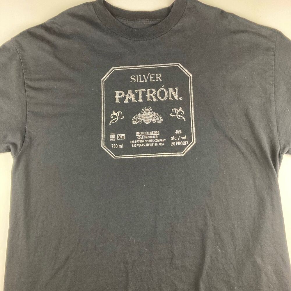 Patron Silver Tequila Graphic T Shirt Mens XL Black Short Sleeve Promo Tee - Picture 2 of 5
